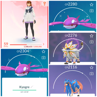 Level 50+ [Shiny Kyogre x2] 40 Legendary|Solgaleo|Lunala|Groudon|Zacian|Lugia|Regieleki|Regidrago|Team Valor|557 - Image 1