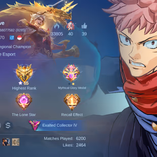 MM143|Lv70|ExaltedCollector|275Skin|HighWr|EpicRecall|Legend-Franco|3JujutsuKaisen|2KungFuPanda|Gusion|3KOF|Aspirants - Image 4