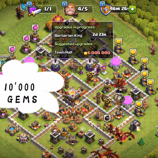[ TH-11 FULL MAX - 2500 MEDALS FUL ] || 10'000 GEMS || MAX DEFENCES - TROOPS - WALLS MAX || HEROS: 41-50-30-20 || - Image 1