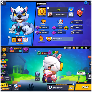 83 Brawler||Trophy 40k||WHITE WOLF LEON SKIN||Max brawler 32||Skin 90||Legendary skin 4||gem's 185|Hayperchrad 13|| - Image 1