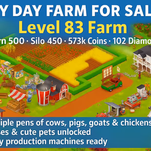 🔥Hay Day Lvl 83 Farm 🔥 Barn 500 Silo 450 | 573k Coins 102 Diamonds - Image 1