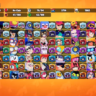 36K Trophies LVL49 | 75/99 Brawlers | 13 Max Brawlers - 13 Hypercharged | 118 Skins | 233 Pins | 170 Icons | 105 Sprays - Image 2
