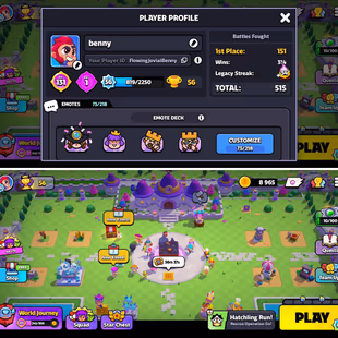 XP 36 💕 LEVEL 131 💕 8965 COINS | 73 EMOJI | LEGACY STREAK - 54 | 3 ULTRA CHARACTERS | 25 THREE STAR CHARACTERS - Image 1