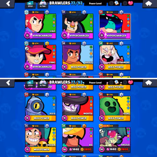 32K Trophies LVL121 | 77-99 Brawlers | 10 Max Brawlers - 4 Hypercharged | 67 Skins | 184 Pins | 129 Icons | 46 Sprays - Image 4