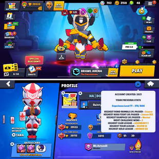 29K Trophies LVL77 | 73-93 Brawlers | 16 Max Brawlers - 12 Hypercharged | 95 Skins | 250 Pins | 165 Icons | 86 Sprays - Image 3