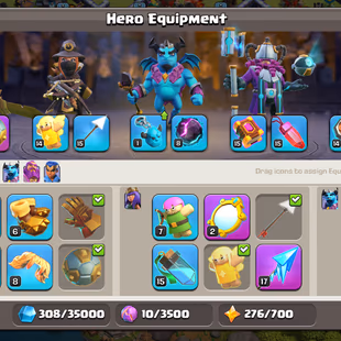 CLOSE MAX TH13 || LEAGUE KING || 1477 MEDAL || EPIC [RS 18] [GG SB FA 17] || HEROES 75-75-50-22 || BH-7 || NC YES - Image 6