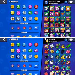 31K Trophies LVL81 | 74-99 Brawlers | 19 Max Brawlers - 6 Hypercharged | 116 Skins | 244 Pins | 162 Icons | 99 Sprays - Image 8