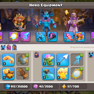 !!FULLY MAX TH13!! LEGEND HIT!! GG-MAX!MM-MAX!FA-MAX!! HERO-75-75-50-50-25-(5X MAX)!! 197-XP!! NICE SKINS - Image 7