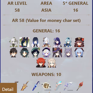 R291-ASIA-AR58-Nahida-Tighnari-Yelan-Shenhe-Raiden-Eula-Hutao-Zhongli-Xiao-Venti-Qiqi-Mona-Keqing-Ganyu-Diluc-Albedo - Image 3