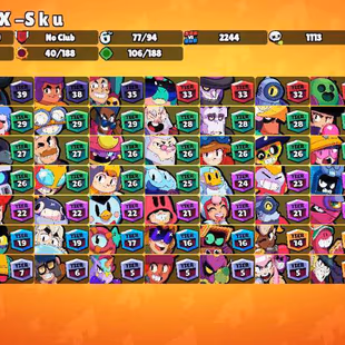 32K Trophies LVL121 | 77-99 Brawlers | 10 Max Brawlers - 4 Hypercharged | 67 Skins | 184 Pins | 129 Icons | 46 Sprays - Image 1