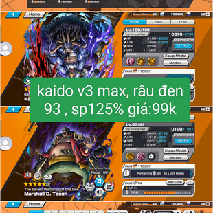 IOS-Android-2 Ex(Kaido V3 Max-Marshall D.Teach 93)-BF Vista-Sanji-Kuzan-Garp-Big Mom-SP 125-Good Medal-Q09 - Image 1