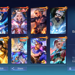 [IOS/ANDROID] CEL LVL 97 | 130 HEROES | 403 SKINS | EXALTED 1 | OP SKINS | 2 LEGEND - KAKASHI - KOF - METRO - ZENITH - - Image 1