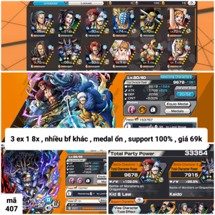 IOS-Android-3 Ex(KidLaw-Shank V2-Kaido V3)-Good BF Robin-Jack-Nami-Yassop-Killer-SP 102-Good Medal-H34 - Image 1
