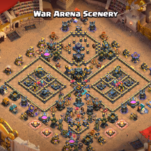 🔥HELPER MAX(21k GEMS) 💎WAR ARENA SCENERY [] TOWNHALL 17 - 274 XP - HERO MAX - 33 EQUIPMENT - 1K MEDAL - 4400 STAR - Image 3