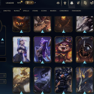 EUW | 211 skins | 132 champions | DJ Sona | Prestige Obsidian Dragon Sett | Soulstealer Vayne - Image 1