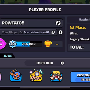 W. Journey-50✅XP LVL.20✅EMOTES-33 || 23K COINS & 1.9K HERO POINTS || SQUAD-18 | WINS-102 || ANDROID & IOS - Image 3