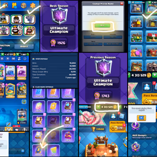 🦄✨[ESPORTS-TOP NOTCH] 120/120 MAX CARD |HIGH AF [65] ELITE RARE EMOTE[180] LUNAR PIG-ROYAL GIANT-S1[Tower]22EVO GEMS 8K - Image 1