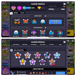 Xp(47)- Squad journey level(143)-Cool emote(68)-Leagendary character Available-Spell Collection All unlock-Cheap price - Image 2