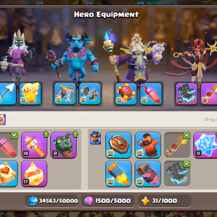 🔥3x Sceneries🔥 || Th18 || High Quality All Epic Equipment || Heroes 95-97-61-71-45 || 6 Builders || Nc 1k Gems - Image 5