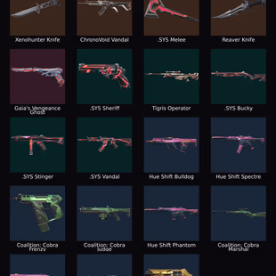 EU - LVL 65 - Unranked - 3 Knifes - 19 Skins (Spent12,325 VP) Xenohunter Knife, ChronoVoid Vandal, .SYS Melee - Image 1