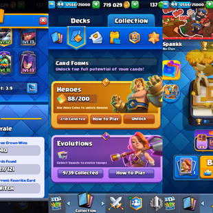 KT14 | 9 EVO & 2 HEROES | 9000 TROPHIES | LVL 44 | 700k GOLD | ALL 121 CARDS 121/121 - Image 2