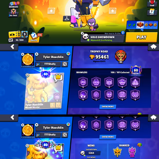 95k TROPHIES 🌟 GOLDEN SHELLY 🌟60 MAX POWER BRAWLER | 100 BRAWLER UNLOCK | 44 HYPERCHARGE | 307 SKIN | INSTANT DELIVERY - Image 2