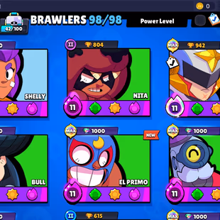 322 SKINS | 43 HYPERCHARGED | CAPTAIN CARL | 75.416 TROPHIES | 98 BRAWLERS | 47 MAX BRAWLERS | 5 BUFFIES  - Image 6