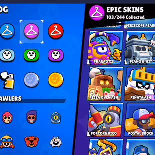 322 SKINS | 27 HYPERCHARGED | 72.681 TROPHIES | 98 BRAWLERS | 34 MAX BRAWLERS | 2 BUFFIES  - Image 4