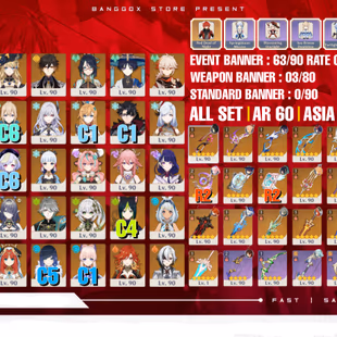 ASIA / AR 60 / YELAN C5 / FURINA C2 / ESCOFFIER C1 / WRIOTHESLEY C1 / KOKOMI C1 / YOIMIYA C1 / KEQING C6 / JEAN C6 - Image 1