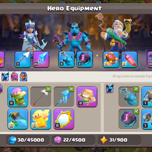 TH15 MAX BASE!! 216-XP HEROES 81-82-55-65-40!! PAID SCENERY SKIN!! SB/24 GG/20 FA/20 EB/20! FULL LOADED ITEMS!  - Image 7