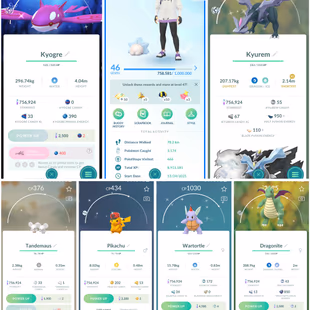 🎯Level 46 💎 Shiny Background Kyogre-Kyreum-Hat Pikachu-Party Hat Wartortle- Draganite - TandeMaus | 34 Legendary - Image 2