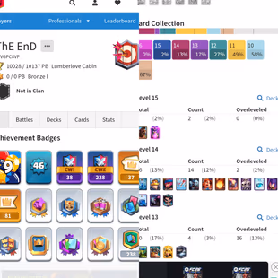 ||TROPHY:10028||ARENA:25||KT:14||16 CARD 14 LVL||2 CARD 15 LVL||2 EVO||9 YEARS BADGED ACCOUNT||LEVEL:46||RARE PIGGY - Image 1