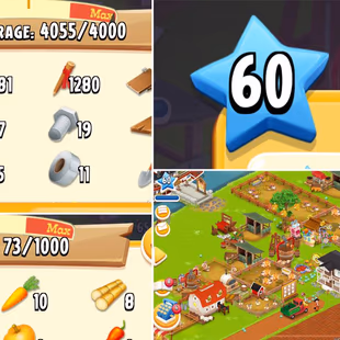 💥 LEVEL 60 💥 BARN 4000 [] SILO 1000 [] 1200 DEED - 1200 MALLET - 1200 STAKE [] 2M COINS [] TOOLS FOR LAND EXPANSION - Image 1