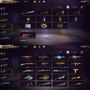 iOS/Android - MENA - Level 54 - Rank Diamond - Set 28 - Emote 11 - Weapon 123 -Artifact 6 - Mythic 19 - Epic 31 - Code14 - Image 6