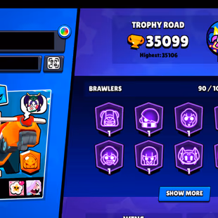 223 SKINS | 35.100 TROPHIES | 90 BRAWLERS | 12 HYPERCHARGE | 17 MAX | 9 PRESTIGE | 18 BUFFIES - Image 5