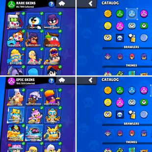 65K Trophies | 100/100 Brawlers | 34 Max Brawlers - 32 Hypercharges | 373 Skins | 1049 Pins | 469 Icons | 222 Sprays - Image 7