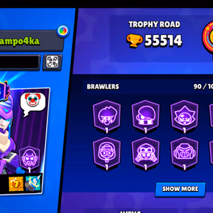 214 SKINS | 55.500 TROPHIES | 90 BRAWLERS | 11 HYPERCHARGE | 13 MAX | 35 PRESTIGE | 16 BUFFIES - Image 5