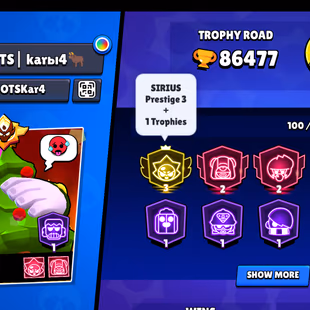 CHANGEABLE ID | SIRIUS PRESTIGE 3 | 87K TROPHY- 320X SKINS | 101/100 BRAWLER | 90X MAX | 60X HYPER | 3v3 WINS | 30X BUFF - Image 3