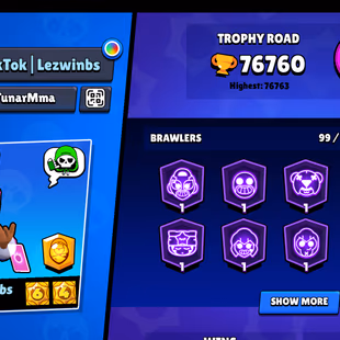 BEST DEAL | 3v3 WINS | 77K TROPHY | 290X SKINS | 100/99 BRAWLER | 46X MAX | 37X HYPER | BEST SKINS - Image 3