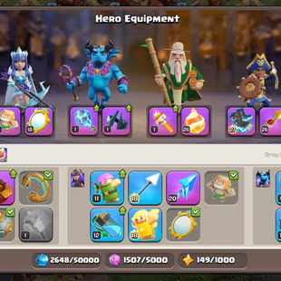 Th16 Almost Max | Hero-95-95-70-45 | Equipment-12-Epic Almost Max | XP- 210 | Defence Wall Max | NC-Yes | BEST-DEAl - Image 5