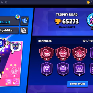 304 SKINS | 65.300 TROPHIES | 101 BRAWLERS | 37 HYPERCHARGE | 45 MAX | 39 PRESTIGE | 29 BUFFIES - Image 5