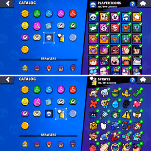 56K Trophies LVL92 | 96/101 Brawlers | 20 Max Brawlers - 14 Hypercharges | 224 Skins | 574 Pins | 338 Icons | 182 Sprays - Image 8
