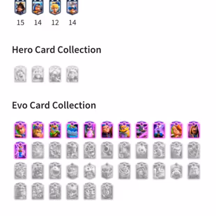 C6 & Level 58 | 8k Gems & 1 Million Gold | 11 Evo | 13x Level 15 Card | 45x Level 14 Card | 90 Emote | NC 1000 | - Image 2