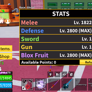 Blox Fruits Lv.2474 | Ghoul V4 | Kitsune + Dragon + Dough PERM | Buddha + Light + Magma PERM | 2800 Fruit & Defense | Sa - Image 1