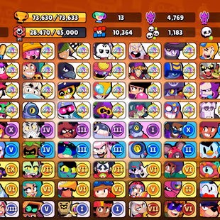 12 TITLES | 305 SKINS | 73.600 TROPHY | 99 BRAWLERS | 22 HYPERCHARGED | 26 MAXED BRAWLERS | 9 BUFFIES - Image 3