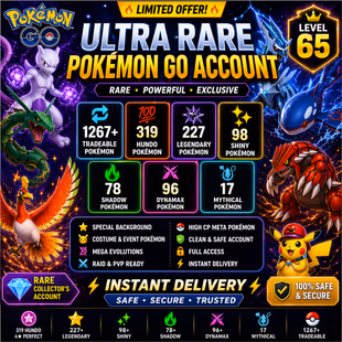 🎯BEST VALUE (HUNDO 319 💯IV) LVL 65 ACCT 2021 / 1267 TRADEABLE PG) HO-OH PIKACHU PG RARE) 227 LEGENDRY | RARE COLLECTOR - Image 2
