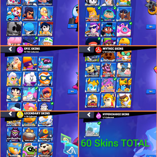 🎯CLASSIC SHELLY|60 SKINS👹|45 GEMS|28.7K TROPHIES|5 HYPERCHARGE|6 MAXED BR|2.6K COINS|78BRAWLERS|XP 145|FAST DELIVERY - Image 5