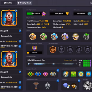 KICK-START DEAL | Level 145 | VIP Diamond | 12 Legendary Cues | 2 Cues MAX | 225M Coins | Fresh Account - Image 1