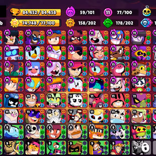 468 SKINS | 84.500 TROPHIES | 100 BRAWLERS | 51 HYPERCHARGE | 77 MAX | 56 PRESTIGE | 23 BUFFIES - Image 3