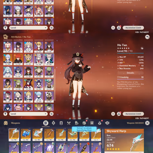 All PLatform - EU - AR58 - 58 Character 17 5'Star - 8 Weapon 5'Star - Zibai - Chasca - Nahida - Hu Tao - Zhongli - Code1 - Image 2